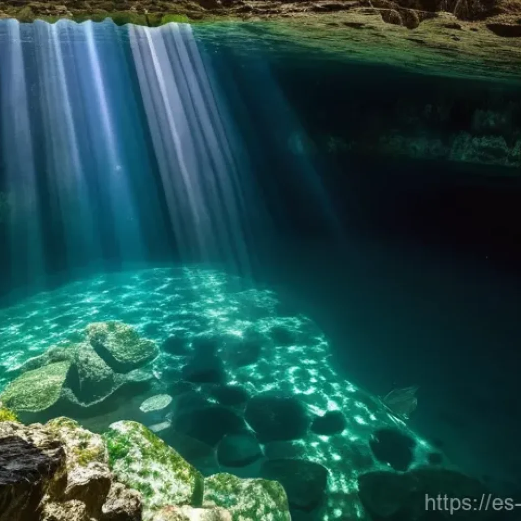 멕시코에서 해양 스포츠 즐기기 - **A mystical cenote adventure in Yucatán, Mexico.**
* **Description:** A serene, wide-angle sh...