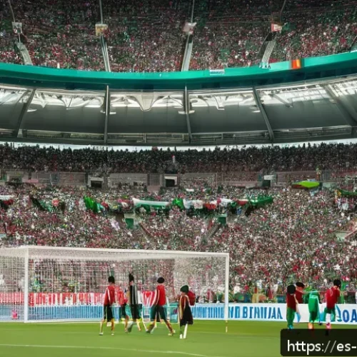 멕시코 축구 대표팀 역사 - A dynamic scene inside a packed Mexican football stadium during an intense match between Mexico&rsquo;s na...