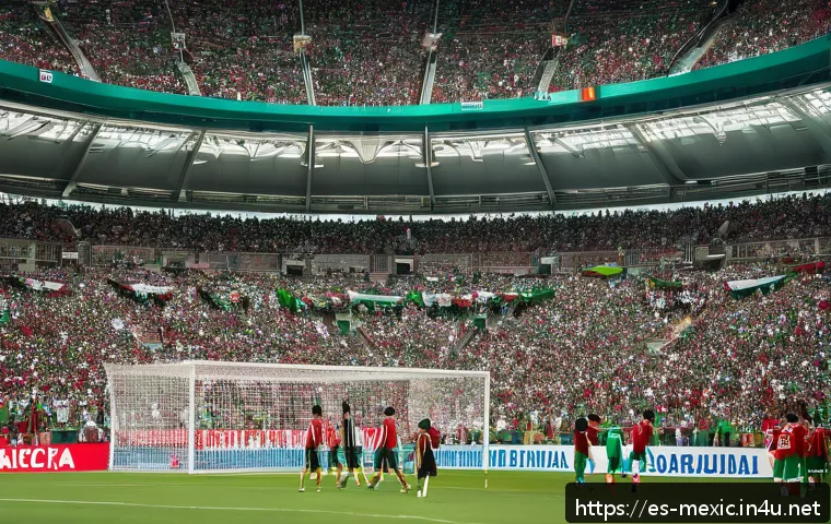 멕시코 축구 대표팀 역사 - A dynamic scene inside a packed Mexican football stadium during an intense match between Mexico&rsquo;s na...
